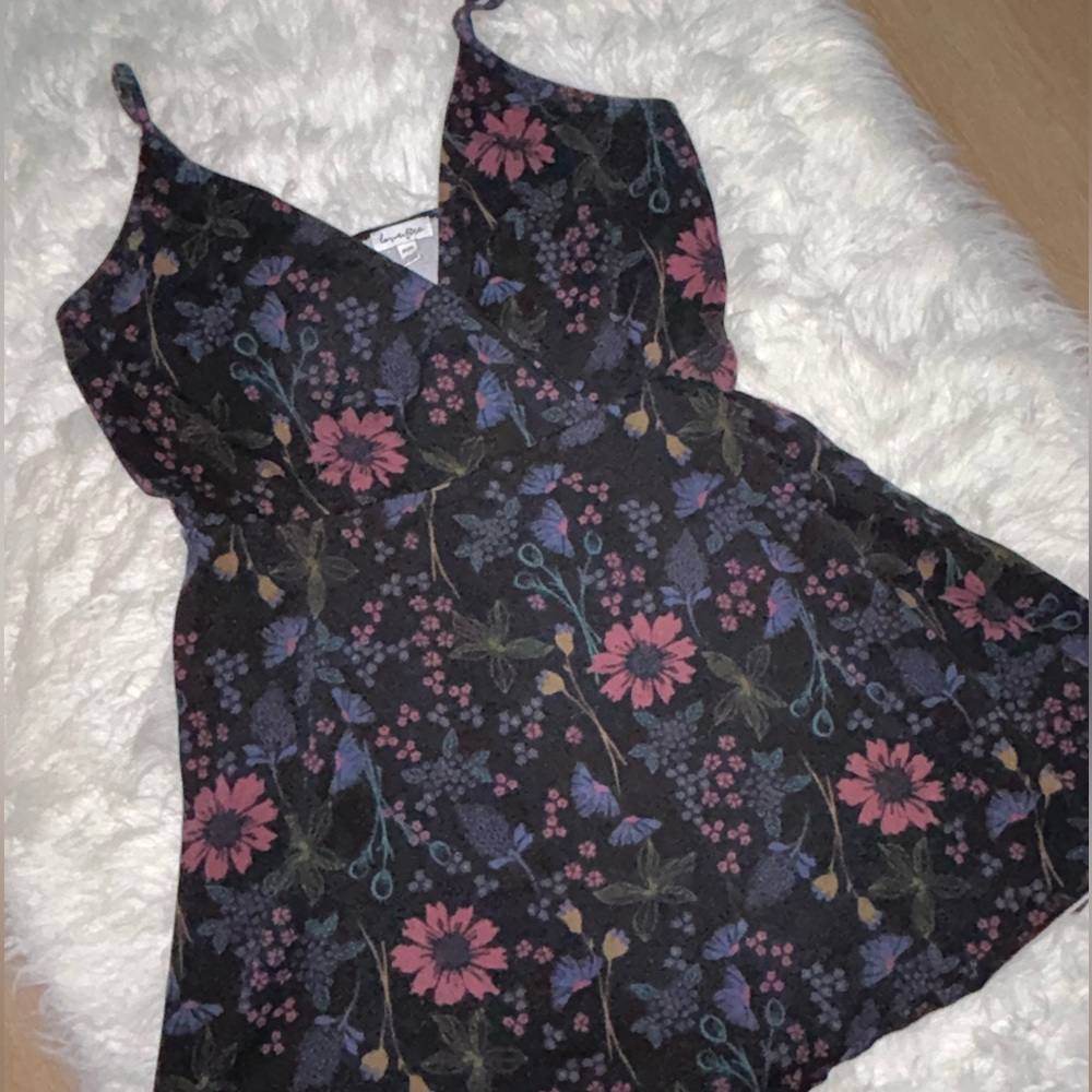 love, Fire Floral Midi Dress - Black and Purple